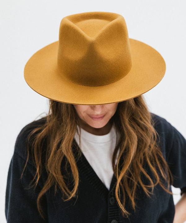 Gigi Pip felt hats for women - Zephyr Rancher - fedora teardrop crown with a stiff upturned brim [cinnamon]