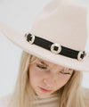 Gigi Pip hat bands + trims for women's hats - Genuine Leather Western Band - 100% genuine leather western style band with bright silver concho details and a silver plated metal pin closure [black]