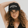 Gigi Pip trucker hats for women - Gigi Pip Canvas Trucker Hat - 100% Cotton Canvas w/ cotton sweatband + reinforced from panel with 100% polyester mesh trucker hats with gigi pip embroidered on the front panel with an adjustable velcro bag [black]