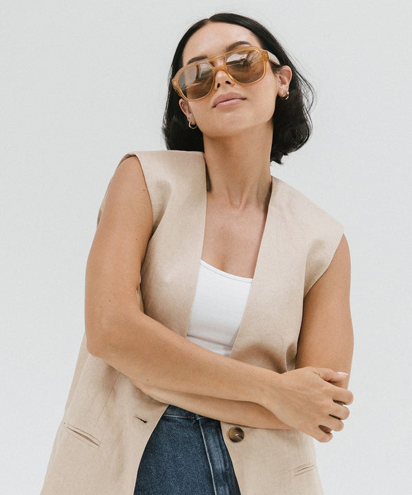 Gigi Pip sunglasses for women - Goldie Aviator Sunglasses - aviator style women's sunglasses with tri-acetate cellulose polarized lenses [honey]