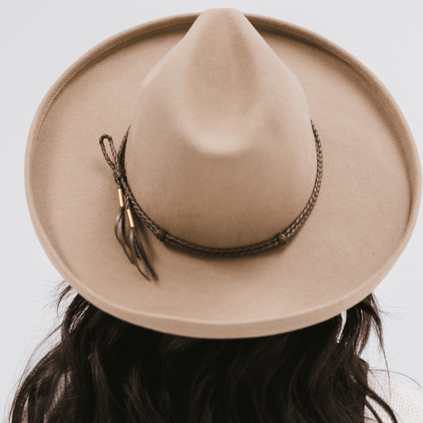 Gigi Pip hat bands + trims for women's hats - Lasso Band - 100% genuine leather + gold plated metal hat band with gigi pip engraved on gold metal details, one size fits all [brown]