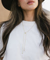 Gigi Pip hat bands + trims for women's hats - Chain Bolo Band - 14k plated brass chain + rhodium plated brass bead closure for a minimalist adjustable chain hat band that can be worn as a necklace [gold]