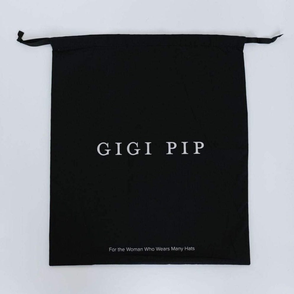 Gigi Pip hat care products - Hat Keepsake Bag - cotton drawstring duster bag for hat storage, featuring the Gigi Pip brand [white]
