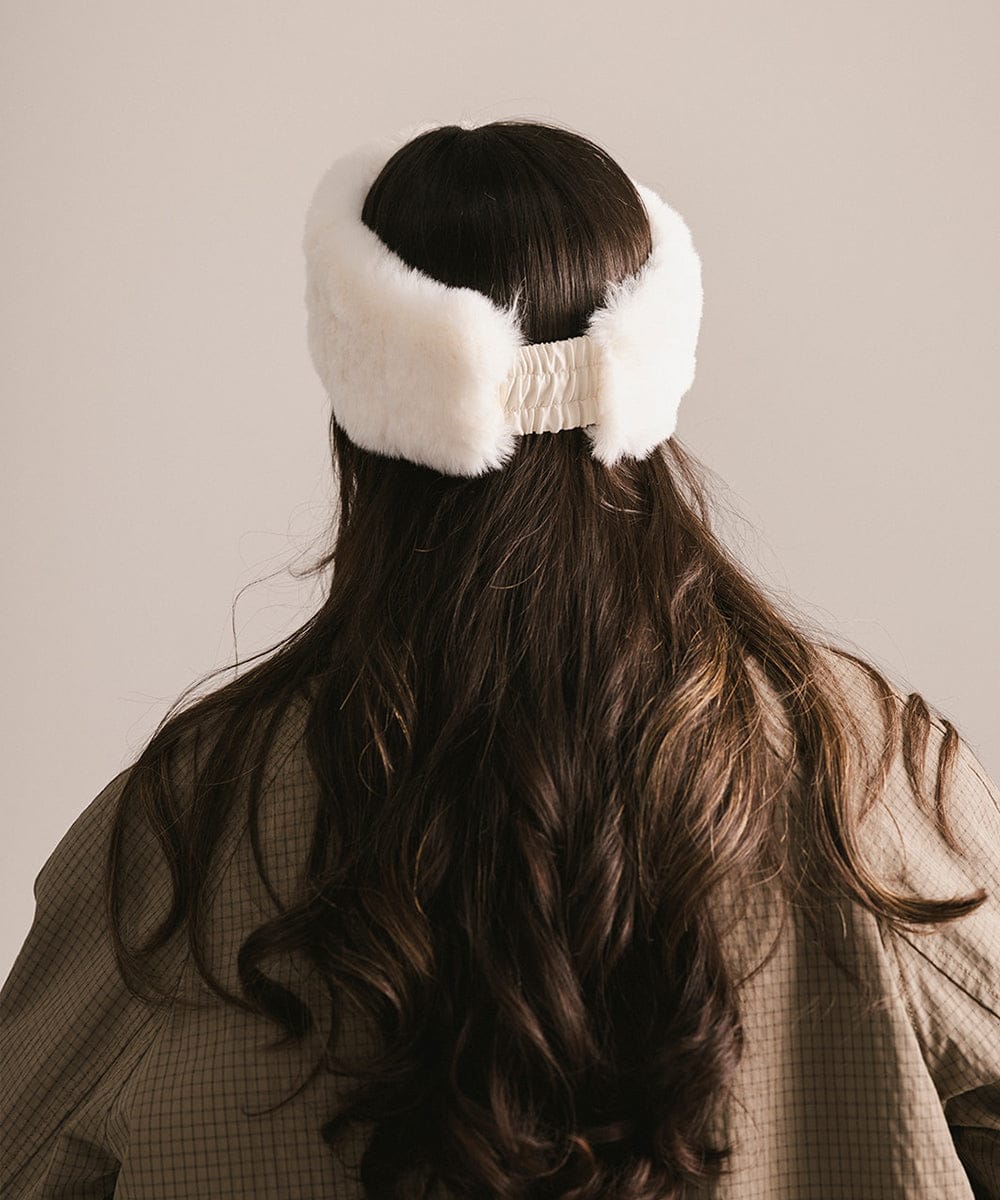 Classic Faux Fur Headband White- Black Fur Hat White With Black Highlights Faux Fur Headband-neckwarmer  main image 4