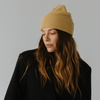 Gigi Pip beanies for women - Shay Beanie - 100% acrylic classic beanie featuring a stylized Gigi Pip loop tag on the fold that says “For the Woman Who Wears Many Hats” [honeycomb]
