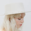 Gigi Pip hat bands + trims for women's hats - Ivy Band - a metal leaf bridal band featuring the signature Gigi Pip/xx pendant and a grosgrain ribbon to secure [silver]