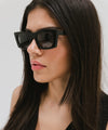 Gigi Pip sunglasses for women - Jackie Rectangle Sunglasses - rectangle style women's sunglasses with acetate frames + tri-acetate polarized lenses [black]