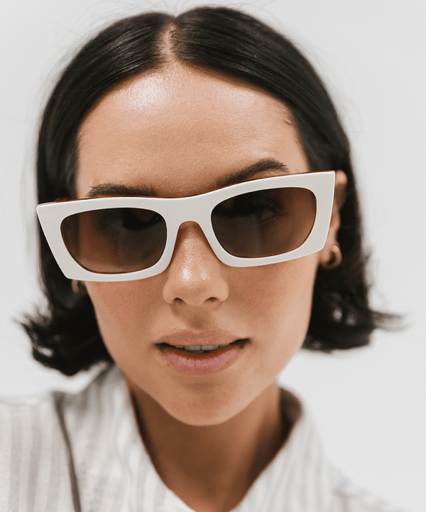 Gigi Pip sunglasses for women - Jackie Rectangle Sunglasses - rectangle style women's sunglasses with acetate frames + tri-acetate polarized lenses [white-tortoise]