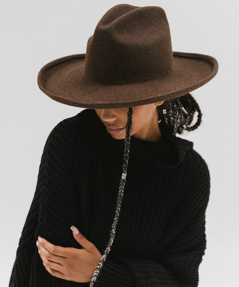 Vegan Suede Pencil Brim Rancher Hat w/ Band | Ivory