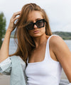Gigi Pip sunglasses for women - Kat Square Sunglasses - oversized square style women's sunglasses with an acetate frame + polarized lenses [black]