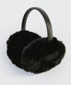 Gigi Pip winter hats for women - Leena Faux Fur Earmuffs - 100% faux fur + faux leather fluffy earmuffs with Gigi Pip embossed for winter [black]