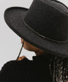 Gigi Pip felt hats for women - Lennon Pencil Brim - 100% australian wool fedora curved crown with a stiff, wide brim featuring a pencil rolled up edge + a grosgrain ribbon trim [mix charcoal]