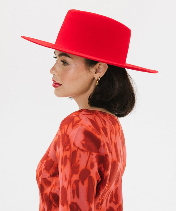 Gigi Pip Limited Edition hats for women - Limited Edition 35 Dakota Cherry Red - stiff wide flat brim in a limited edition cherry red color way [cherry red]