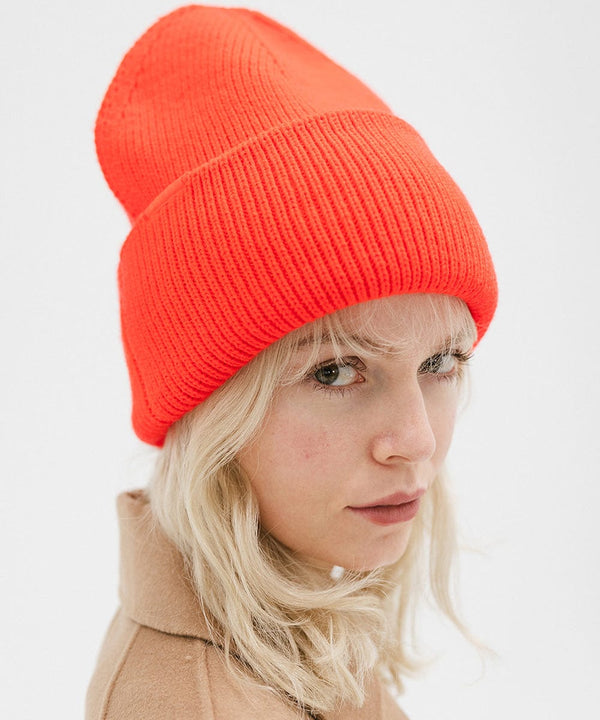 Gigi Pip beanies for women - Lou Knit Beanie - 100% Acrylic chunky oversized beanie featuring 4 neon color options with a tonal woven branded loop tag on the double fold [cayenne]