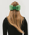 Gigi Pip winter hats for women - Margot Faux Fur Headband - 100% faux fur, satin + faux leather elastic winter headband for warmth + style [evergreen]