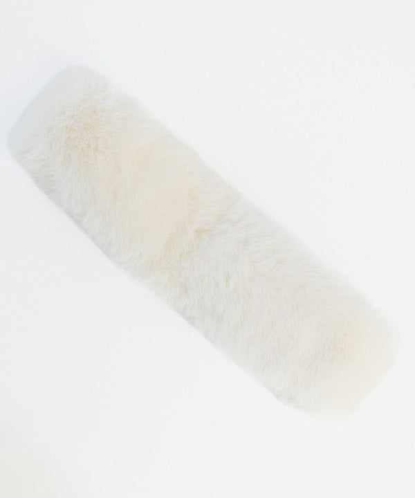 Gigi Pip winter hats for women - Margot Faux Fur Headband - 100% faux fur, satin + faux leather elastic winter headband for warmth + style [winter white]