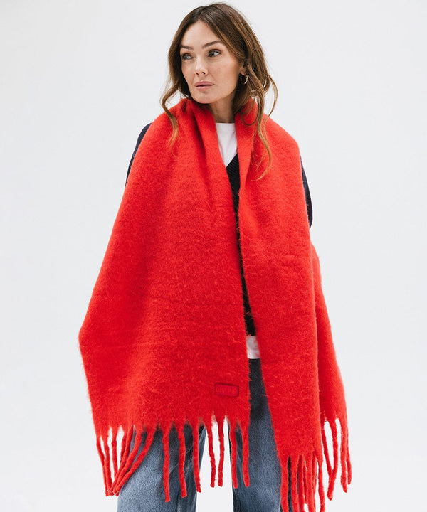 Gigi Pip winter accessories for women - Mik Oversized Scarf - 100% acrylic oversized blanket scarf featuring a retro limited edition holiday logo [red]