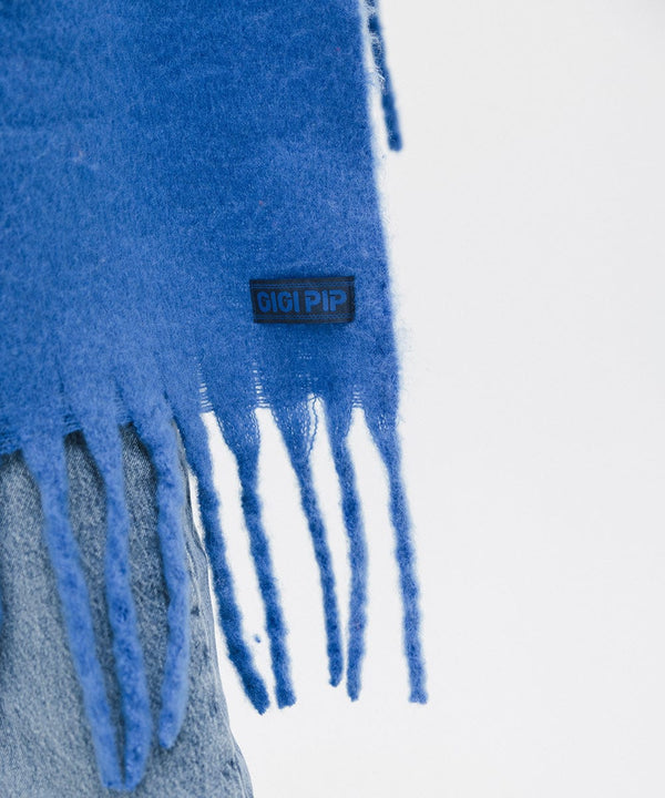 Gigi Pip winter accessories for women - Mik Oversized Scarf - 100% acrylic oversized blanket scarf featuring a retro limited edition holiday logo [alpine blue]