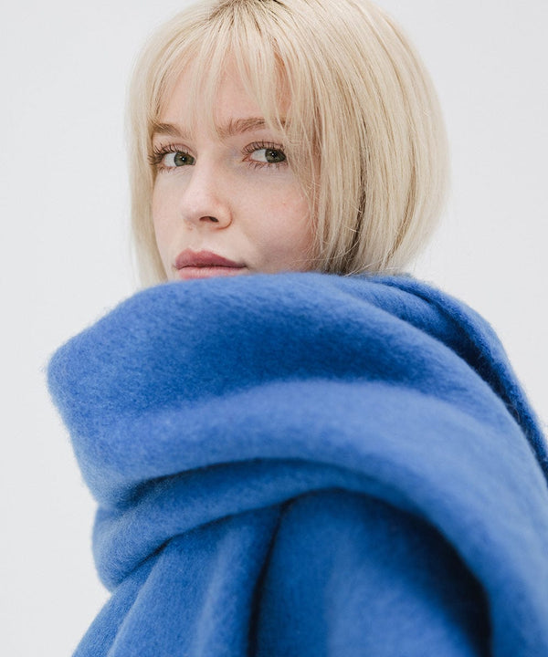 Gigi Pip winter accessories for women - Mik Oversized Scarf - 100% acrylic oversized blanket scarf featuring a retro limited edition holiday logo [alpine blue]