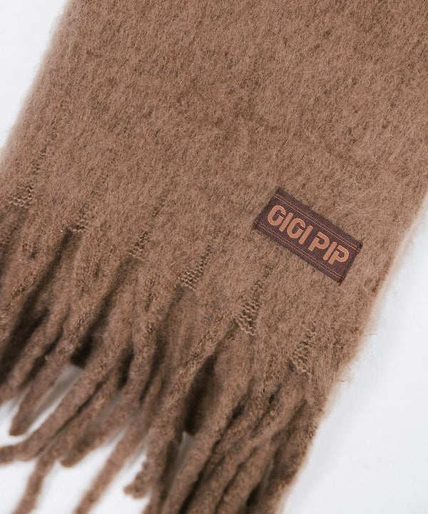 Gigi Pip winter accessories for women - Mik Oversized Scarf - 100% acrylic oversized blanket scarf featuring a retro limited edition holiday logo [brown]