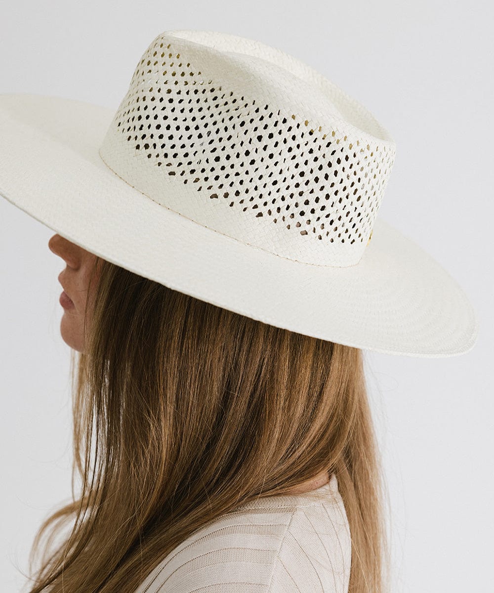 Nell Vented Fedora Wide Brim Lightweight Paper Straw Hat for Women
