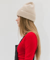 Gigi Pip winter accessories for women - Nina Knit Beanie + Mitten Set - a beanie + mitten luxury matching set featuring a Gigi Pip branded label [taupe]