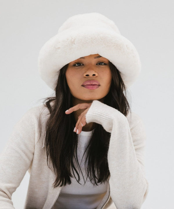 Gigi Pip winter hats for women - Parker Big Faux Fur Hat - oversized plush faux fur hat with features a satin lining for hair-safe styling [winter white]