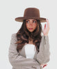 Gigi Pip felt hats for women - Lennon Pencil Brim - 100% australian wool fedora curved crown with a stiff, wide brim featuring a pencil rolled up edge + a grosgrain ribbon trim [mix brown]
