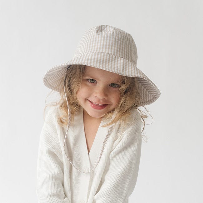 Gigi Pip bucket hats for kids - Rhode Kids Bucket Hat - 100% cotton adjustable bucket hat for kids featuring a removable chin strap [latte]