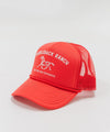 Gigi Pip trucker hats for women - Saddleback Foam Trucker Hat - 100% polyester foam + mesh trucker hat with a curved brim featuring the words "Saddleback Ranch" in a contrasting color as a design across the front panel [vintage red]