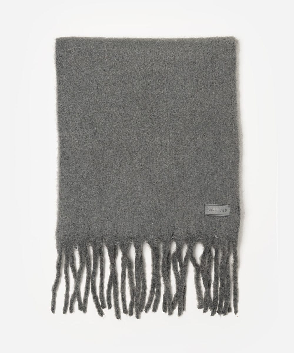 Gray scarf with fringes on a white background #color_grey