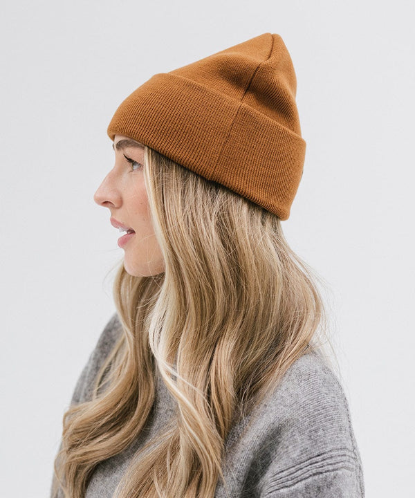 Gigi Pip beanies for women - Shay Beanie - 100% acrylic classic beanie featuring a stylized Gigi Pip loop tag on the fold that says “For the Woman Who Wears Many Hats” [cocoa]