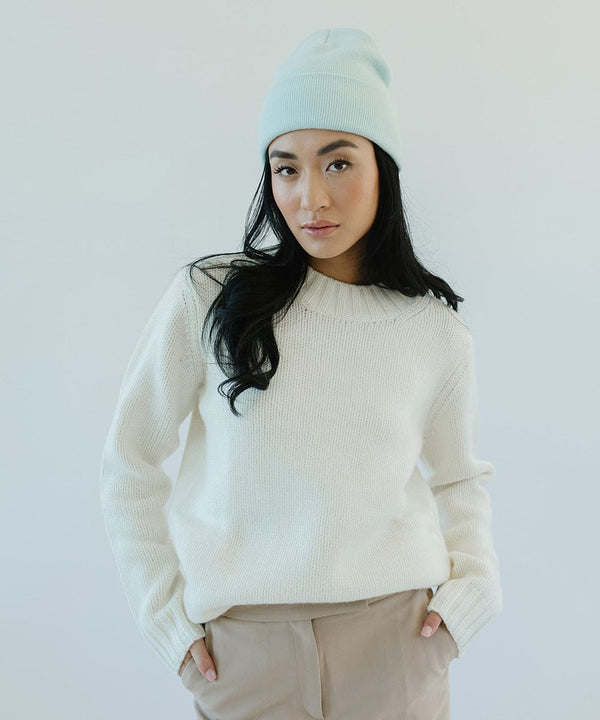 Gigi Pip beanies for women - Shay Beanie - 100% acrylic classic beanie featuring a stylized Gigi Pip loop tag on the fold that says “For the Woman Who Wears Many Hats” [sky blue]