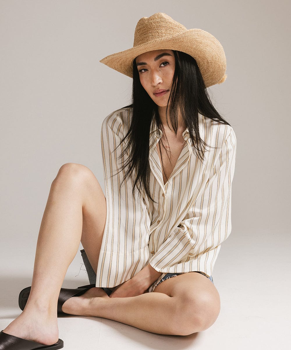 帽子 Ameri MEDI BEADS STRING STRAW HAT Ames Raffia Straw Cowboy Hat for Women | Ladies Straw Hats by Gigi Pip