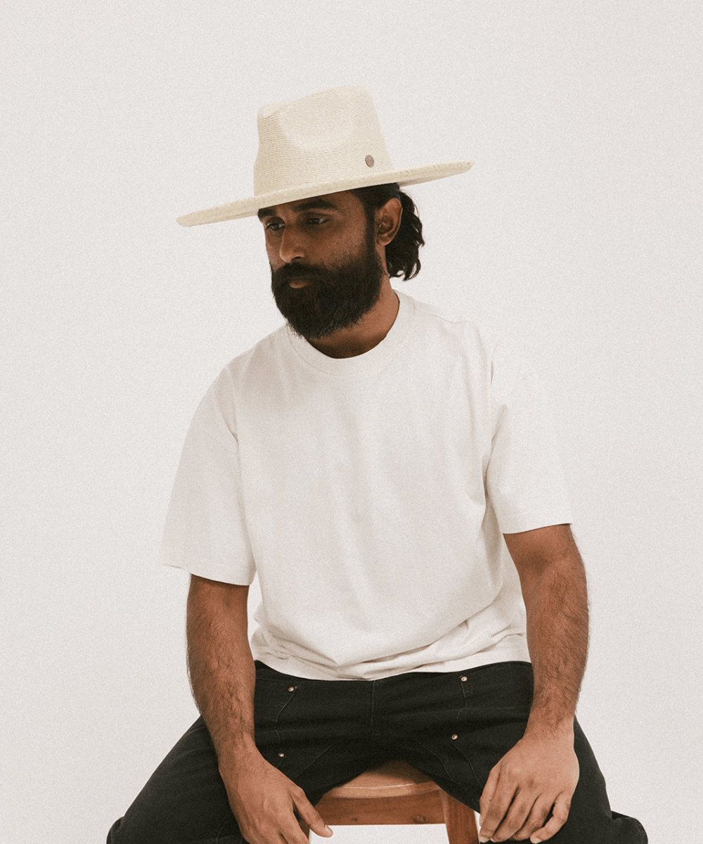BEALE STREET FLAT PENCIL-BRIMMED PALM FEDORA