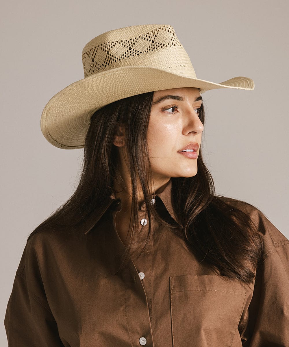 Gigi Pip Straw Rancher Hat – Natural Wide Brim Summer Hat M/L Gigi Pip River Guatemalan Palm Straw Hat – Wildflower  main image 2