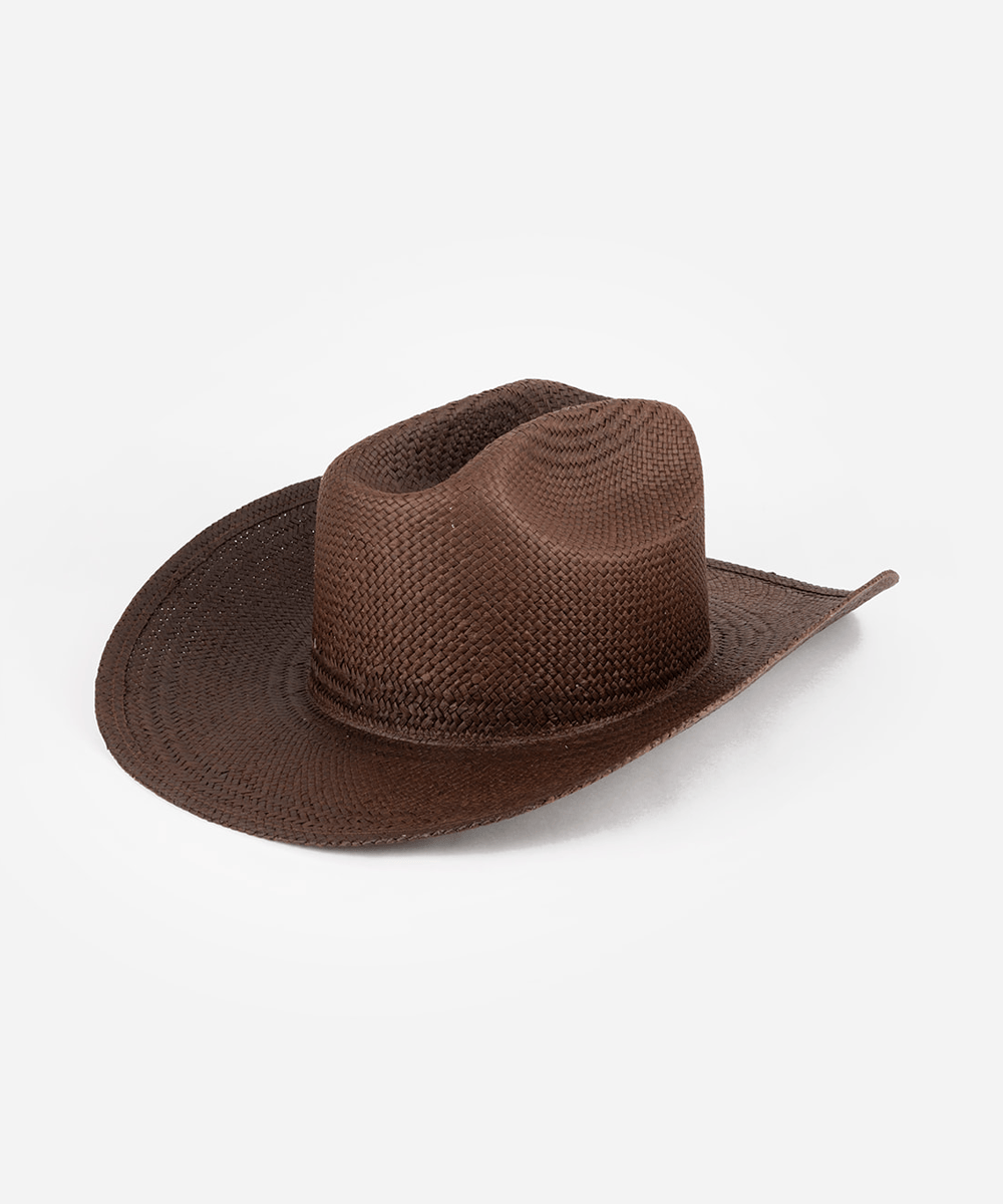 Dark brown colored straw cowboy hat on a white background #color_dark brown
