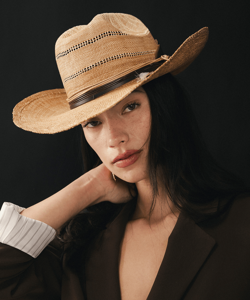 NWT Gigi Pip Davey Straw Cowboy Hat Size M/L 59S in color Washed Tan Davey Straw Cowboy Hat | Straw Cowgirl Hats for Women main image 3