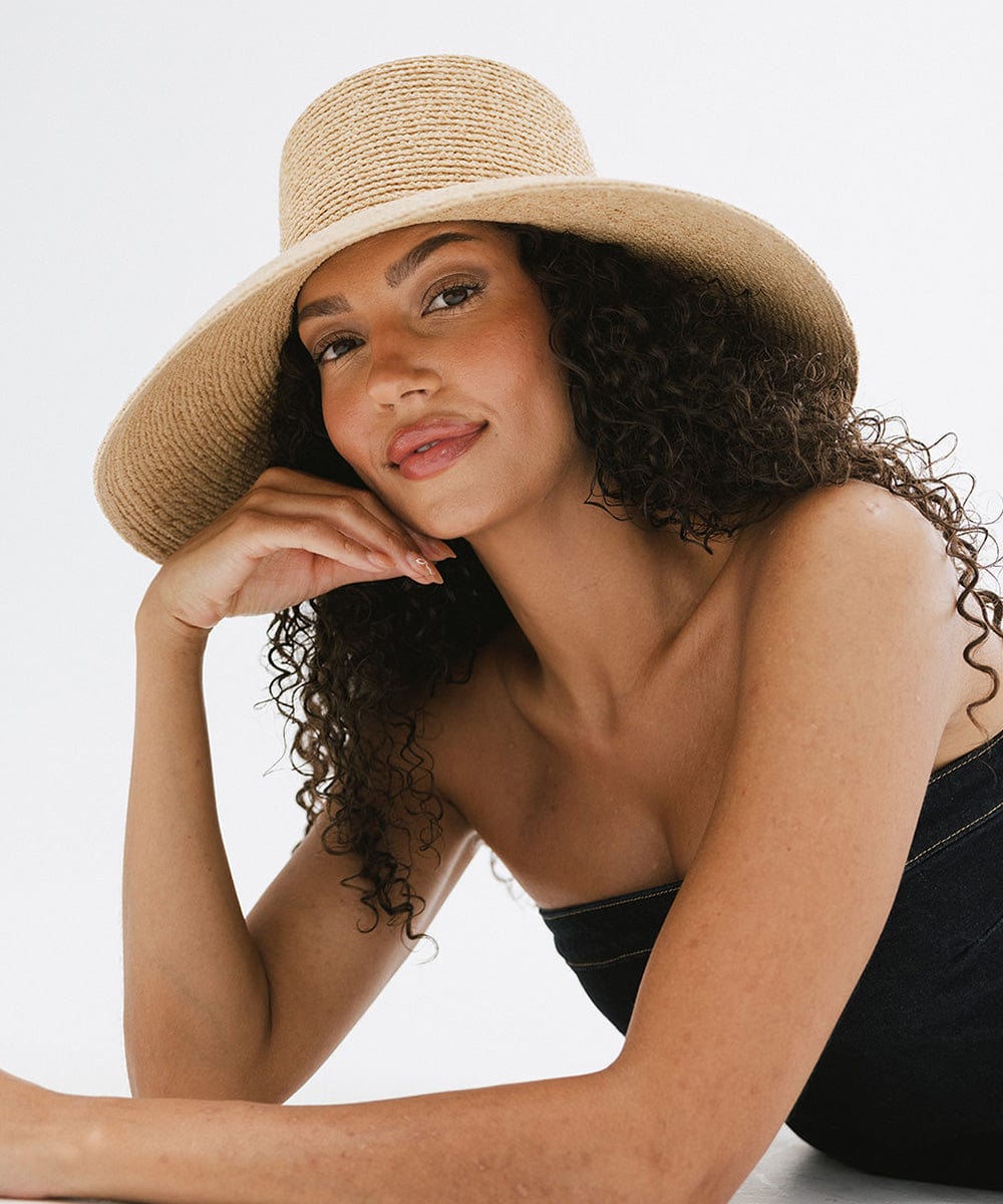 Jolie Straw Boater Hat Women's Packable Flat Brim Summer Hat