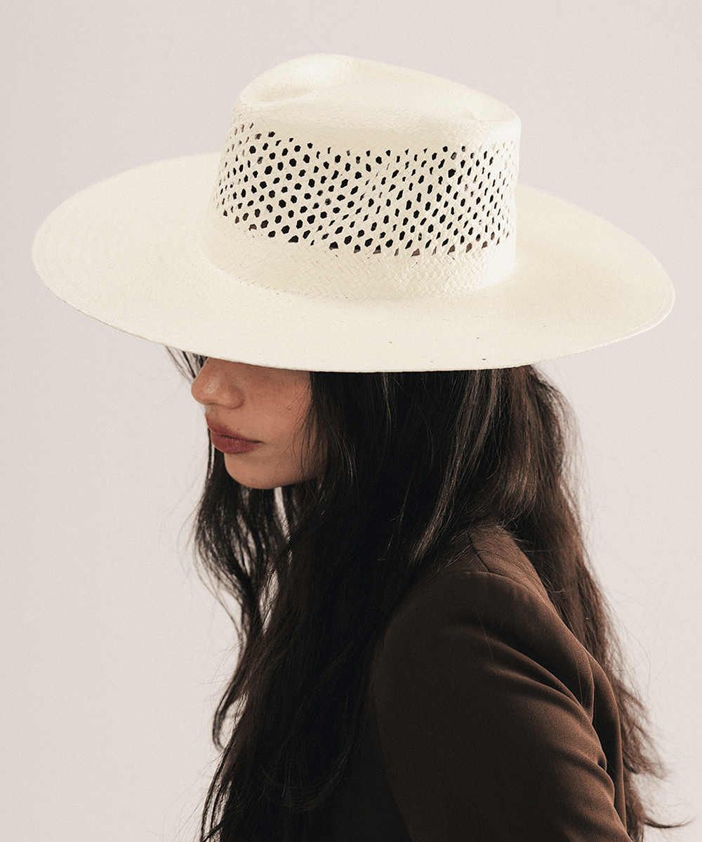 Nell Vented Fedora | Wide Brim Lightweight Paper Straw Hat for Women