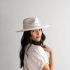 Gigi Pip straw hats for women - Arlo Straw Teardrop Fedora - teardrop crown and a stiff upturned brim, featuring handwoven venting on the crown and the brim, and a hand sewn removable leather band [cream band]