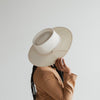 Gigi Pip straw hats for women - Bre Straw Pork Pie - straw hat with a telescope crown and a wide flat brim, featuring a knotted rope band [ivory]