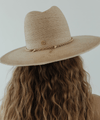 Gigi Pip straw hats for women - Cara Loren Straw Hat bundle in natural toasted color, wide brim fedor with tightly woven Guatemalan palm, includes a gold rope chain band [toasted]