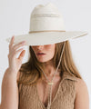 Gigi Pip straw hats for women - Opal Lifeguard Hat - paper straw + canvas wide brim lifeguard hat feautring woven venting on the crown + an adjustable chinstrap [cream]