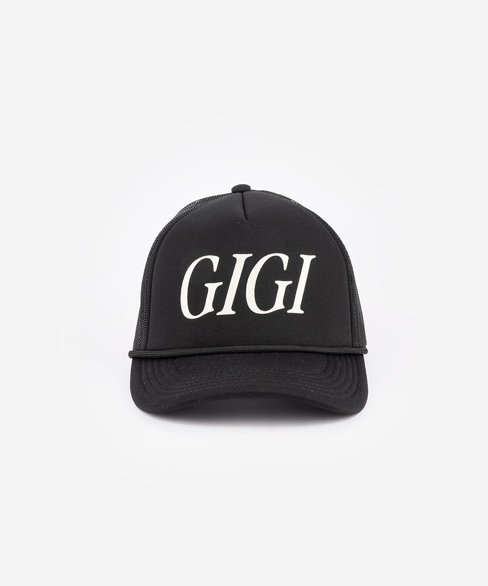 Black cap with 'GIGI' text on a white background #color_black