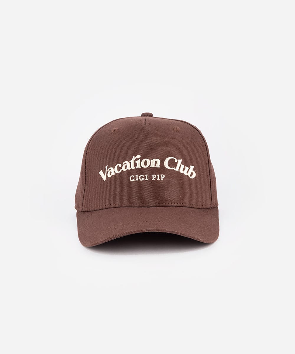 Brown cap with 'Vacation Club' text on a white background #color_chocolate brown