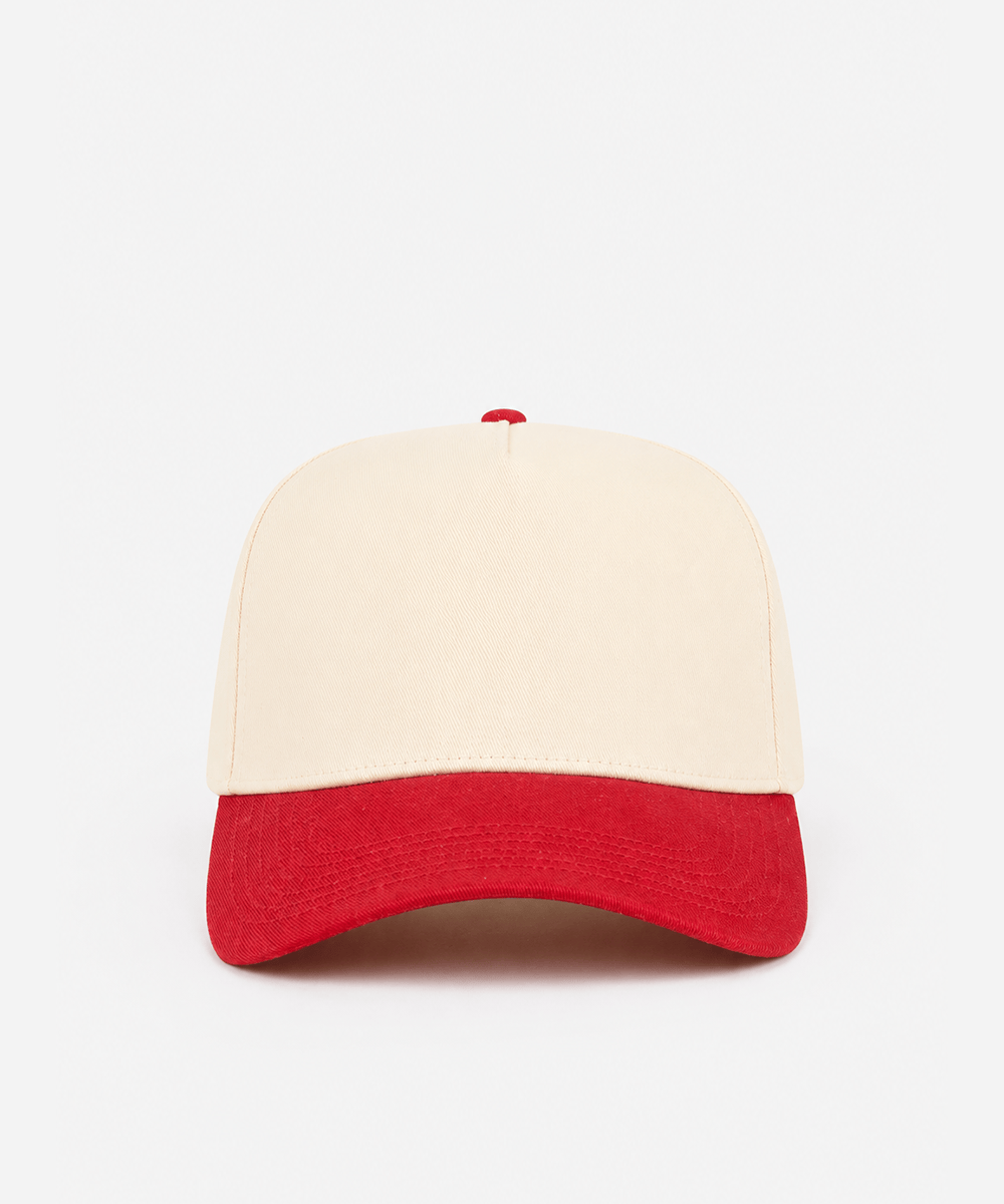 Beige and red cap on a white background #color_cream - red
