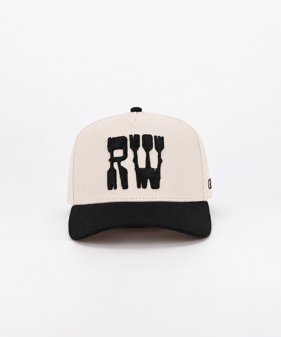 Cream and brown trucker hat in a white background #color_cream - black