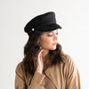 Gigi Pip caps for women - Lieutenant Cap - vintage inspired cap with an adjustable inner band, featuring a braided rope trim, a detailed grosgrain and brass button with the Gigi Pip logo [black]