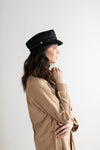 Gigi Pip caps for women - Lieutenant Cap - vintage inspired cap with an adjustable inner band, featuring a braided rope trim, a detailed grosgrain and brass button with the Gigi Pip logo [black]